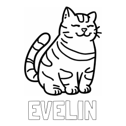 Online izdelana pobarvanka - Pobarvanka imena EVELIN in pobarvanka debelušne mačke