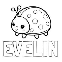 Online izdelana pobarvanka - Pobarvanka imena EVELIN in pobarvanka ljubke pikapolonice