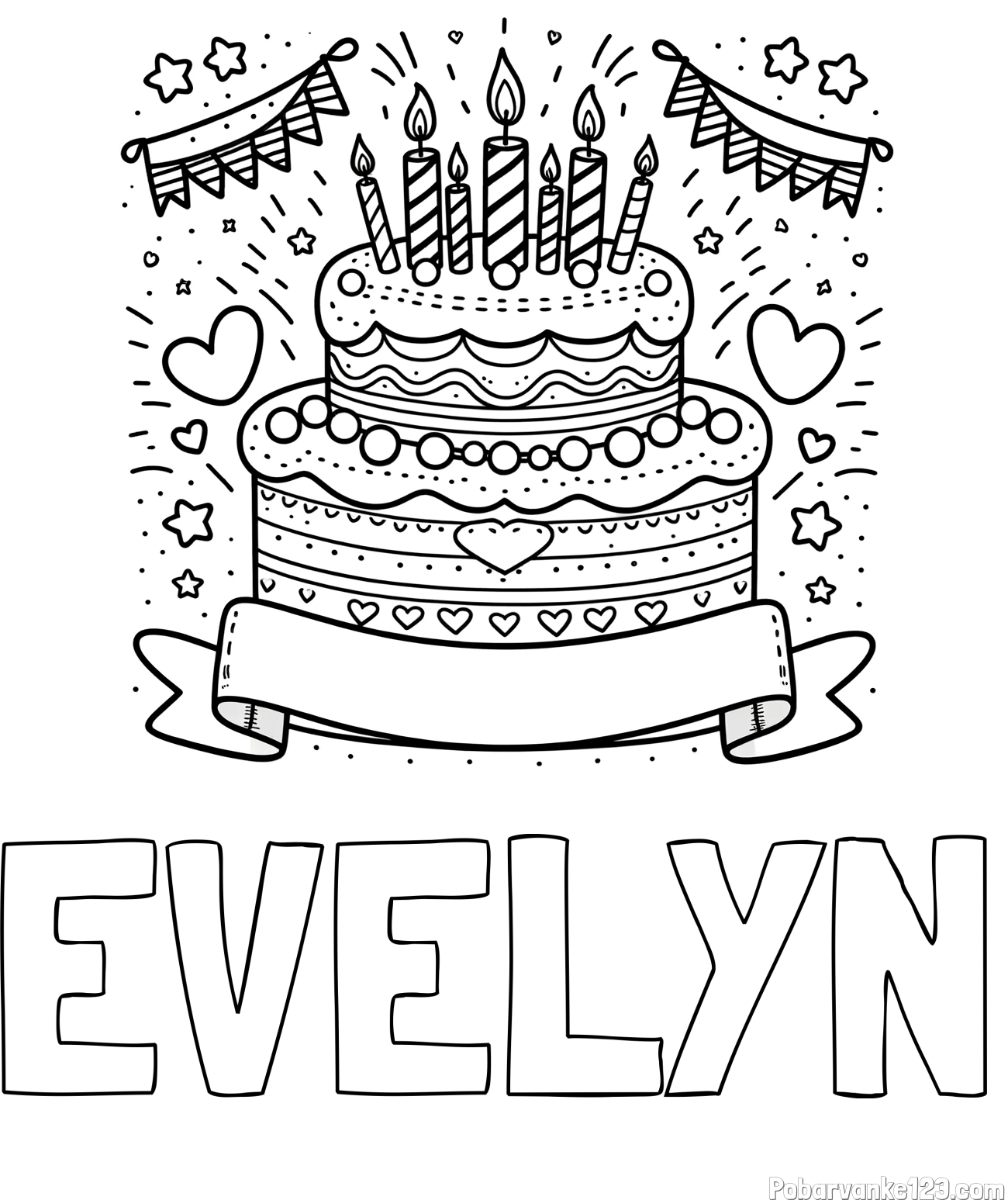 Pobarvanka imena EVELYN in pobarvanka velike torte za rojstni dan