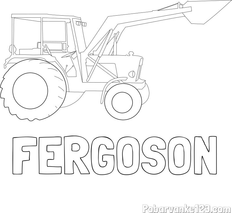 Pobarvanka imena FERGOSON in traktor 2