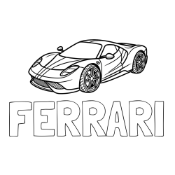 Online izdelana pobarvanka - Pobarvanka imena FERRARI in pobarvanka dirkalnega avtomobila