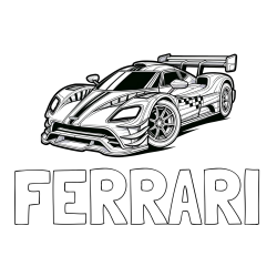 Online izdelana pobarvanka - Pobarvanka imena FERRARI in pobarvanka modernega športnega avtomobila