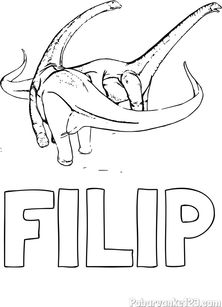 Pobarvanka imena FILIP in pobarvanka dinozavra Alamosaurus