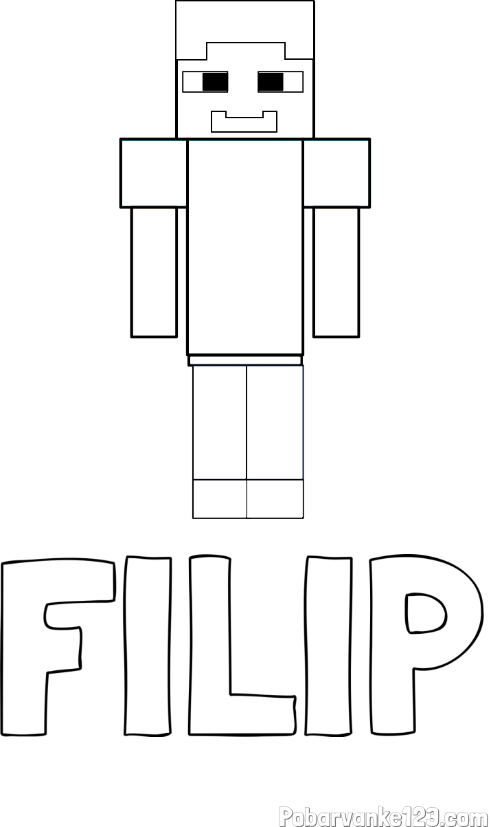 Pobarvanka imena FILIP in pobarvanka Minecraft glavnega junaka