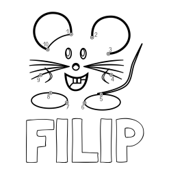 Online izdelana pobarvanka - Pobarvanka imena FILIP in pobarvanka poveži številke - ljubka miška