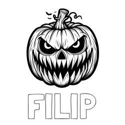 Online izdelana pobarvanka - Pobarvanka imena FILIP in pobarvanka zlobne buče za noč čarovnic