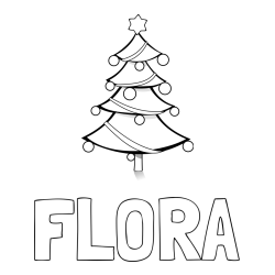 Online izdelana pobarvanka - Pobarvanka imena FLORA in božična smreka