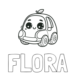 Online izdelana pobarvanka - Pobarvanka imena FLORA in pobarvanka ljubkega avtomobila