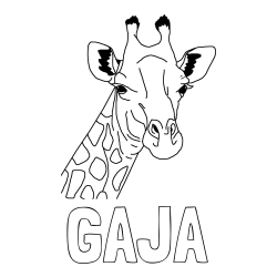 Online izdelana pobarvanka - Pobarvanka imena GAJA in lepa pobarvanka žirafje glave