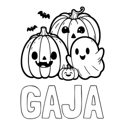 Online izdelana pobarvanka - Pobarvanka imena GAJA in pobarvanka duhca in buč za noč čarovnic