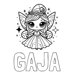 Online izdelana pobarvanka - Pobarvanka imena GAJA in prikupna čarobna vila