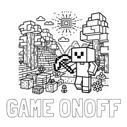 Online izdelana pobarvanka - Pobarvanka imena GAME ONOFF in pobarvanka Minecraft sveta
