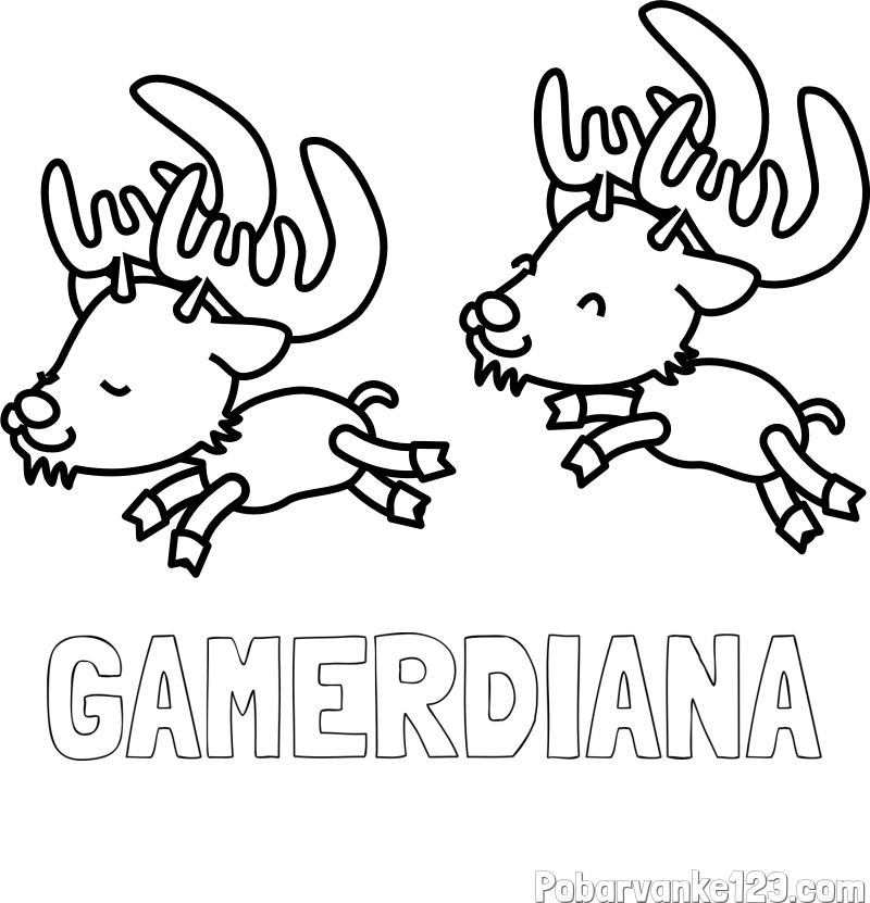 Pobarvanka imena GAMERDIANA in jelenčka