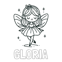 Online izdelana pobarvanka - Pobarvanka imena GLORIA in enostavna pobarvanka čarobne vile