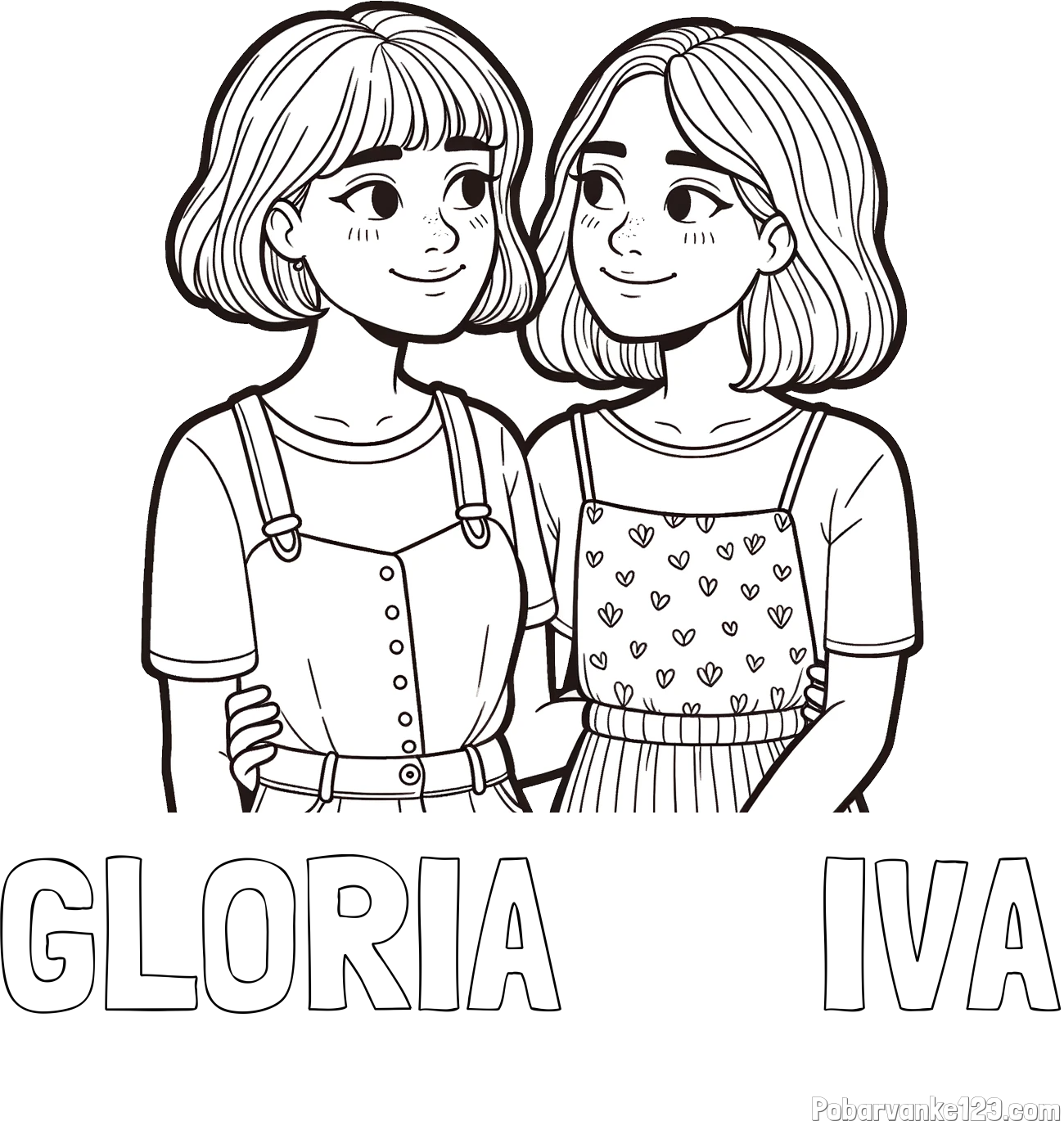 Pobarvanka imena GLORIA      IVA in pobarvanka dveh najboljših prijateljic