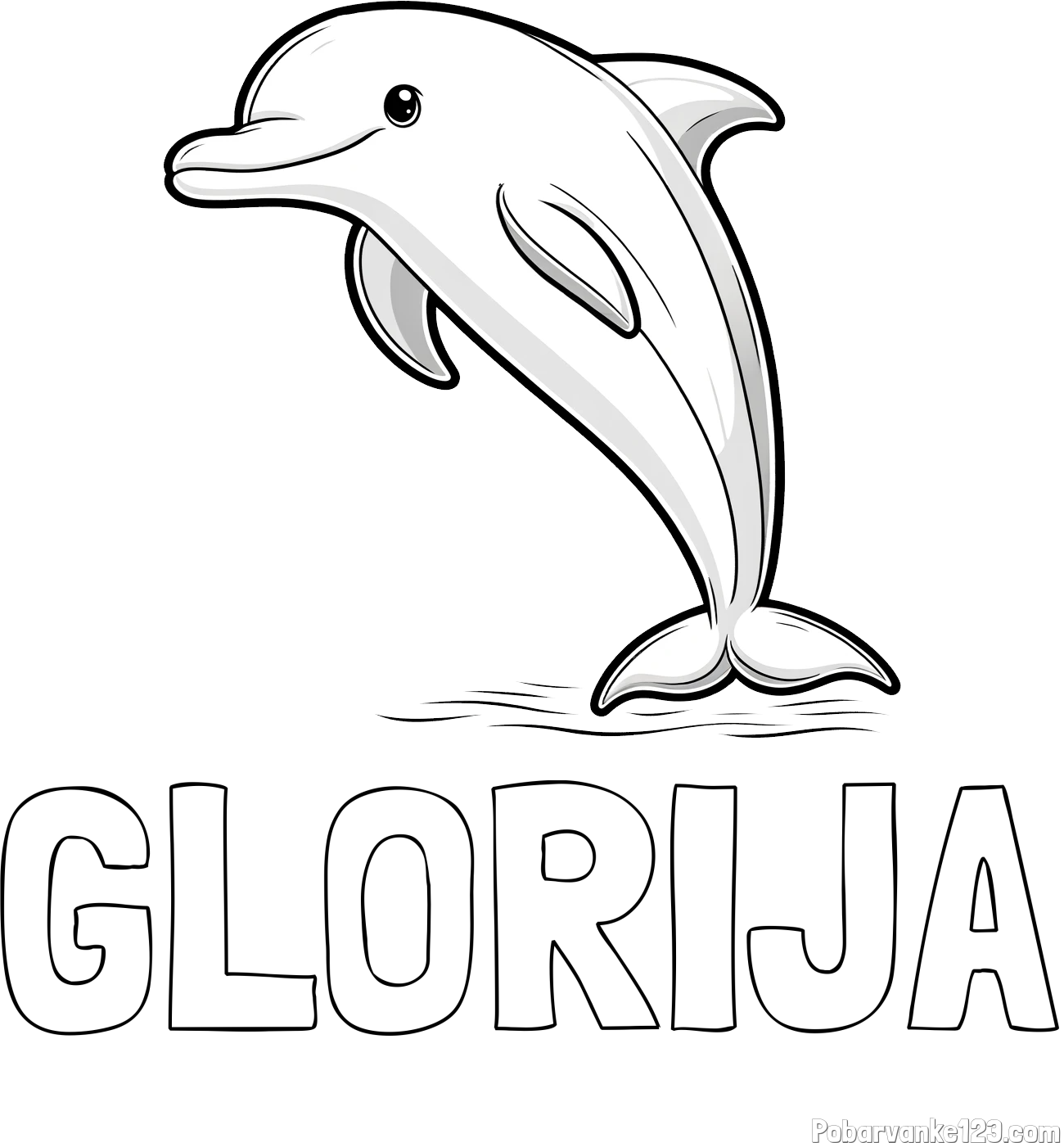 Pobarvanka imena GLORIJA in pobarvanka delfina