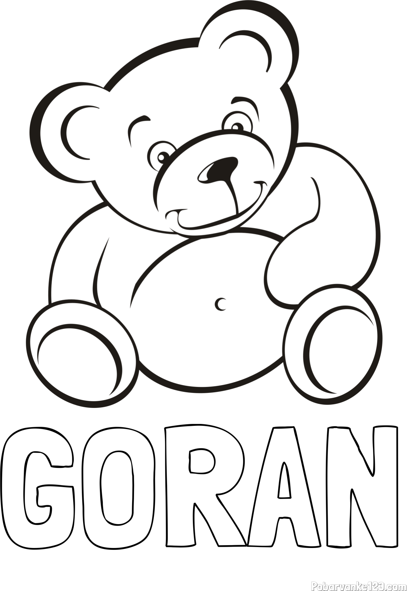 Pobarvanka imena GORAN in pobarvanka medvedka
