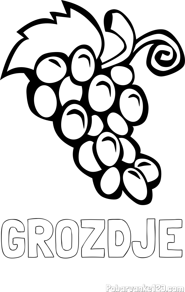 Pobarvanka imena GROZDJE in pobarvanka grozdja