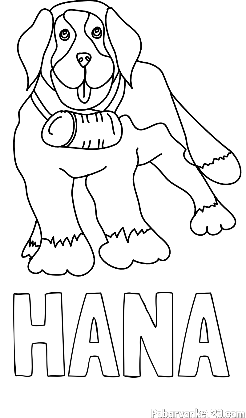Pobarvanka imena HANA in pobarvanka velikega psa