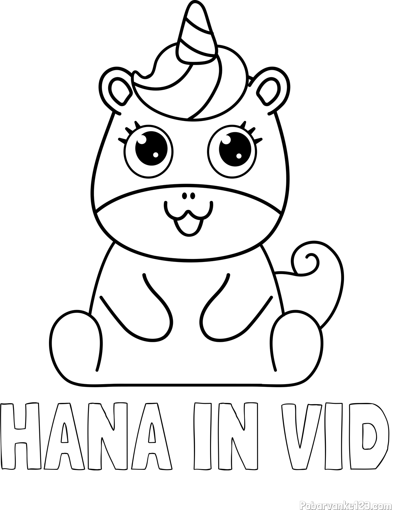 Pobarvanka imena HANA IN VID in pobarvanka čudovitega samoroga Unicorn