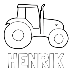 Online izdelana pobarvanka - Pobarvanka imena HENRIK in otroška pobarvanka traktorja