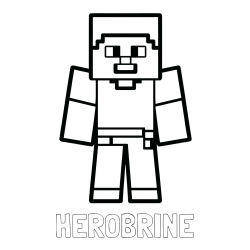 Online izdelana pobarvanka - Pobarvanka imena HEROBRINE in pobarvanka Minecraft figurice