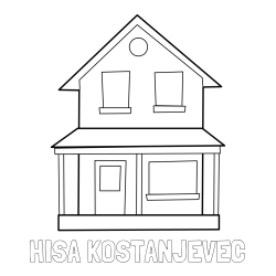 Online izdelana pobarvanka - Pobarvanka imena HIŠA KOSTANJEVEC in pobarvanka preproste hiše