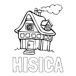Online izdelana pobarvanka - Pobarvanka imena HIŠICA in pobarvanka prikupne hiške