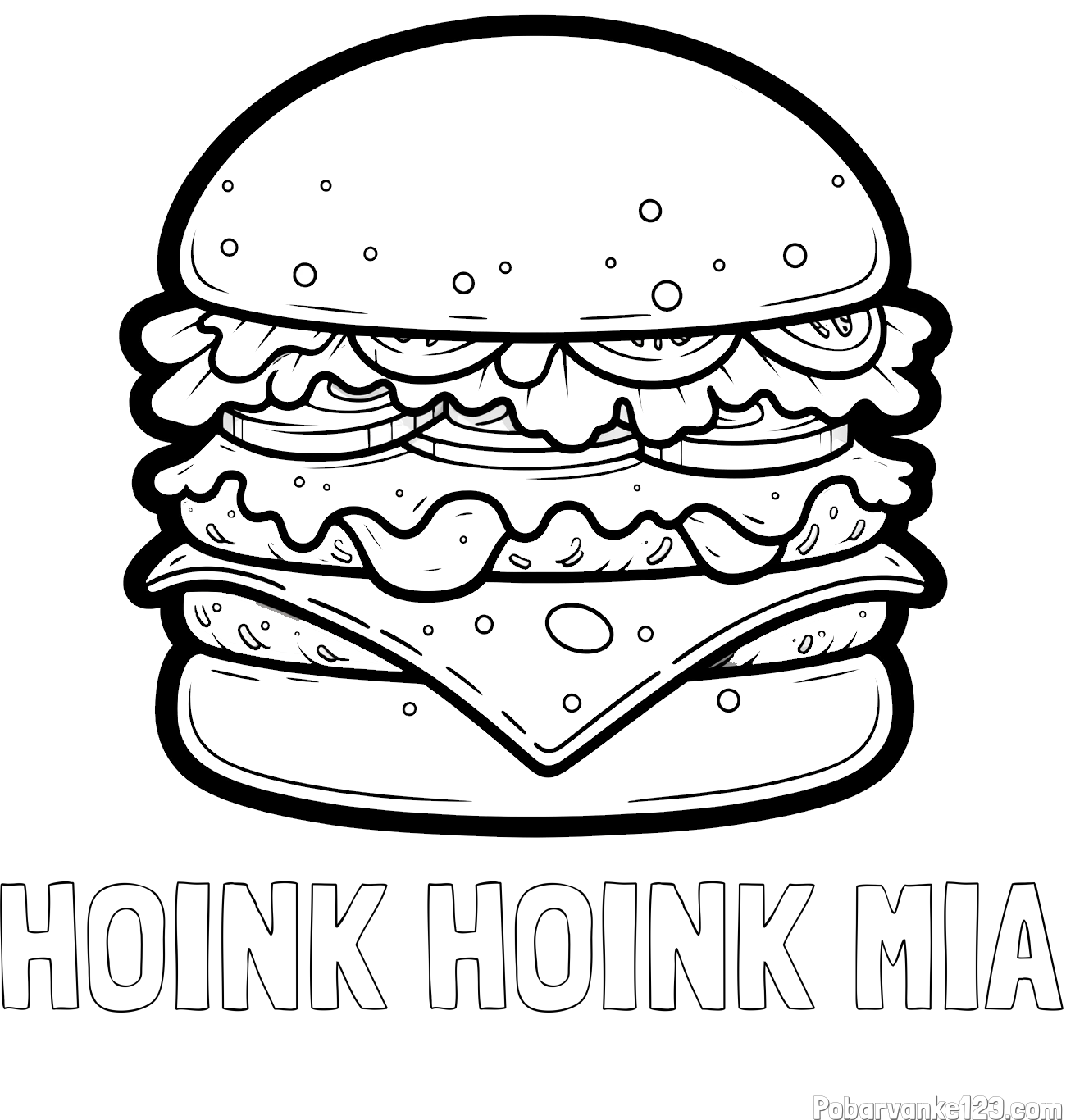 Pobarvanka imena HOINK HOINK MIA in pobarvanka hamburger
