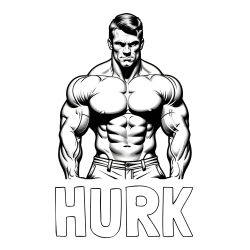 Online izdelana pobarvanka - Pobarvanka imena HURK in pobarvanka bodybuilder-ja