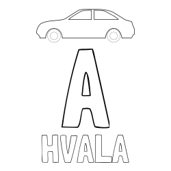 Online izdelana pobarvanka - Pobarvanka imena HVALA in pobarvanka črke A