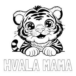 Online izdelana pobarvanka - Pobarvanka imena HVALA MAMA in pobarvanka tigrček