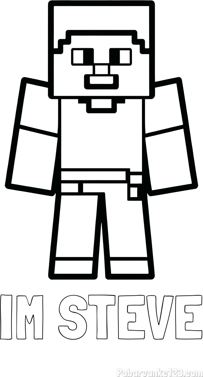 Pobarvanka imena IM STEVE in pobarvanka Minecraft figurice