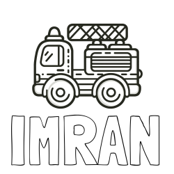 Online izdelana pobarvanka - Pobarvanka imena IMRAN in pobarvanka gasilski avto