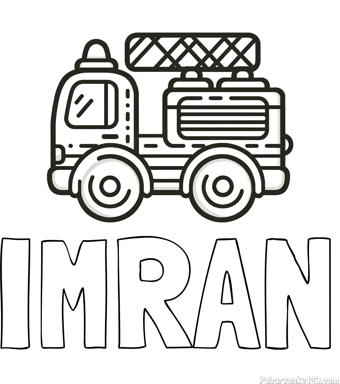 Pobarvanka imena IMRAN in pobarvanka gasilski avto