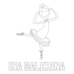 Online izdelana pobarvanka - Pobarvanka imena INA BALERINA in pobarvanka balerine