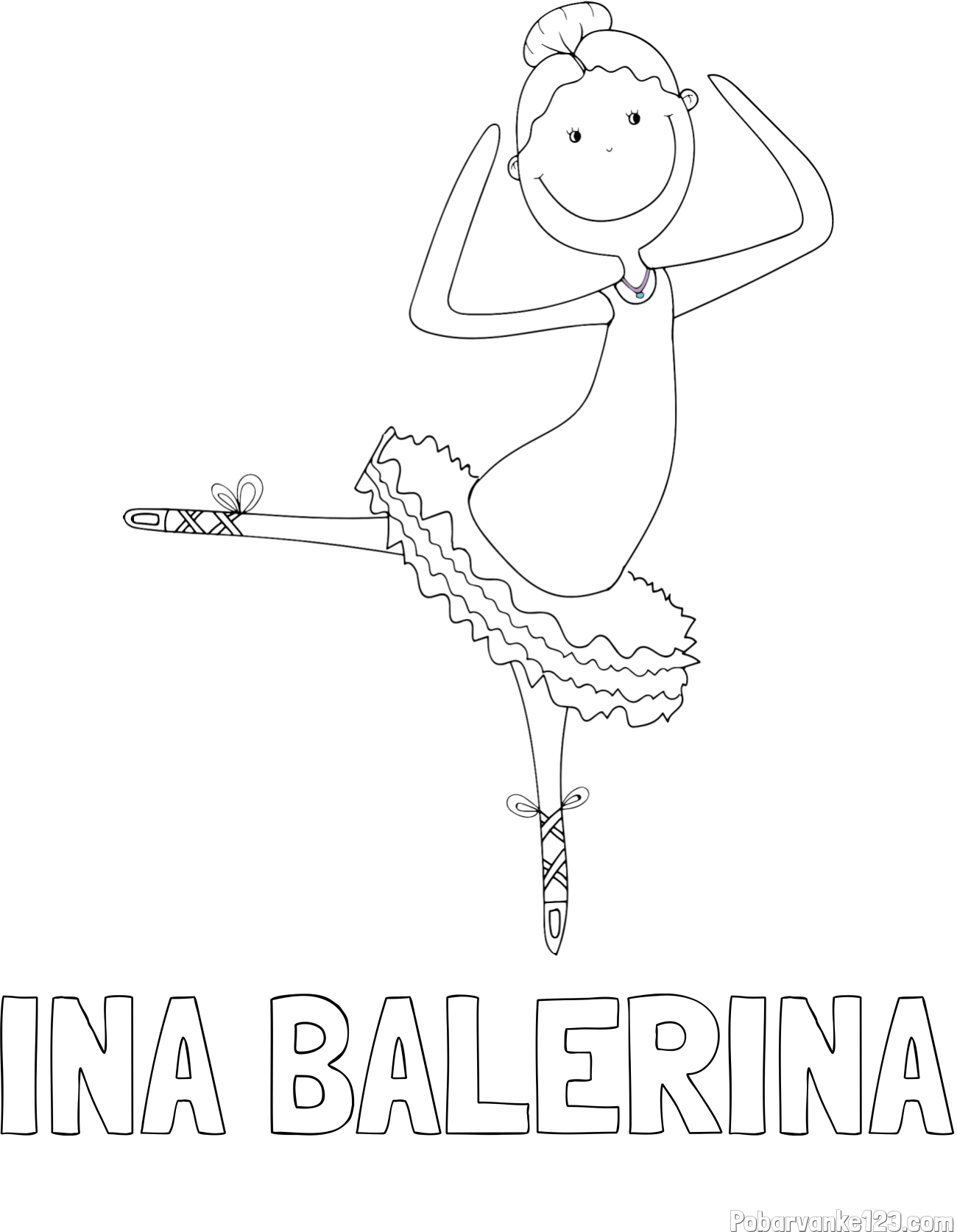 Pobarvanka imena INA BALERINA in pobarvanka balerine