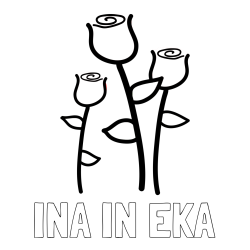Online izdelana pobarvanka - Pobarvanka imena INA IN EKA in pobarvanka treh vrtnic