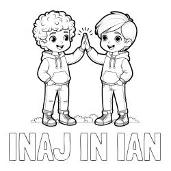 Online izdelana pobarvanka - Pobarvanka imena INAJ IN IAN in pobarvanka prijatlejev