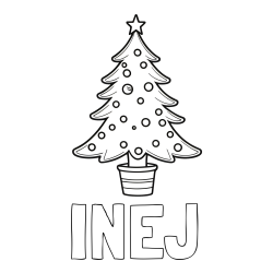 Online izdelana pobarvanka - Pobarvanka imena INEJ in pobarvanka lepe božične smrečice