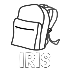 Online izdelana pobarvanka - Pobarvanka imena IRIS in pobarvanka šolskega nahrbtnika