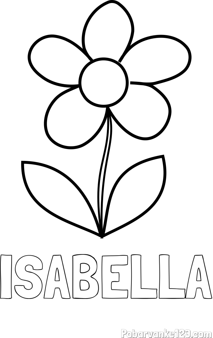 Pobarvanka imena ISABELLA in pobarvanka lepe cvetlice