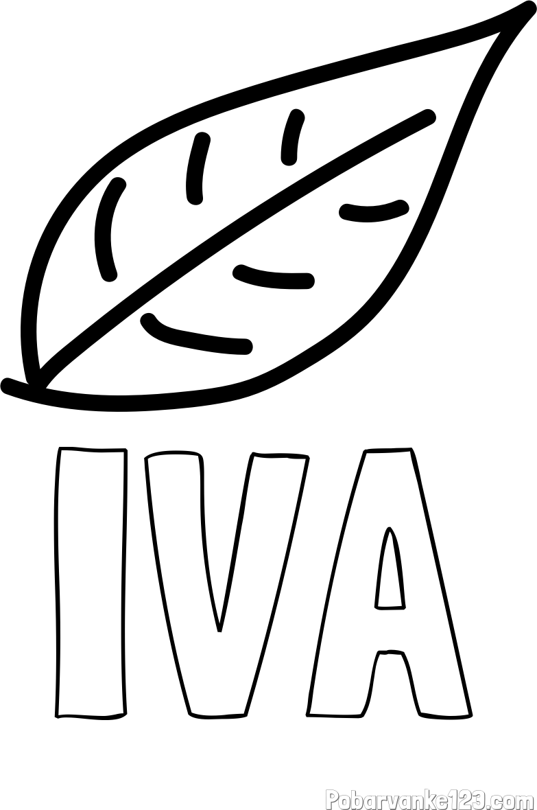 Pobarvanka imena IVA in otroška pobarvanka jesenskega lista