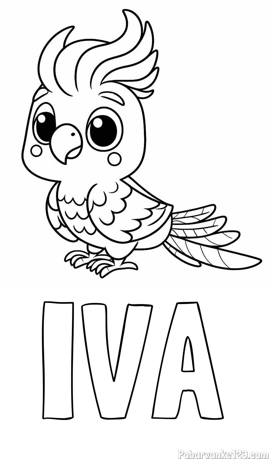 Pobarvanka imena IVA in pobarvanka ljubke papige