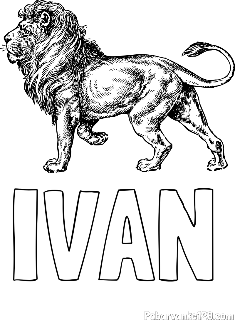 Pobarvanka imena IVAN in pobarvanka leva