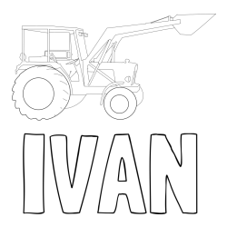Online izdelana pobarvanka - Pobarvanka imena IVAN in traktor 2