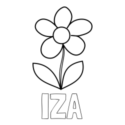 Online izdelana pobarvanka - Pobarvanka imena IZA in otroška pobarvanka rože