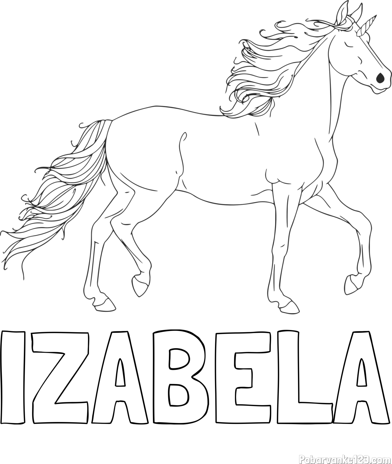 Pobarvanka imena IZABELA in samorog
