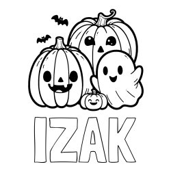 Online izdelana pobarvanka - Pobarvanka imena IZAK in pobarvanka duhca in buč za noč čarovnic