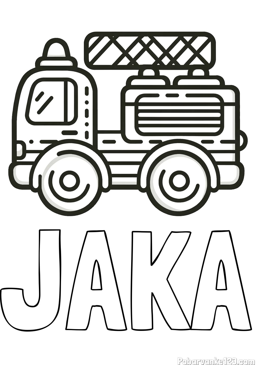 Pobarvanka imena JAKA in pobarvanka gasilski avto